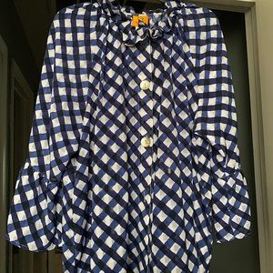 Ruby Road ruffled top, buttons, ruffle sleeves.